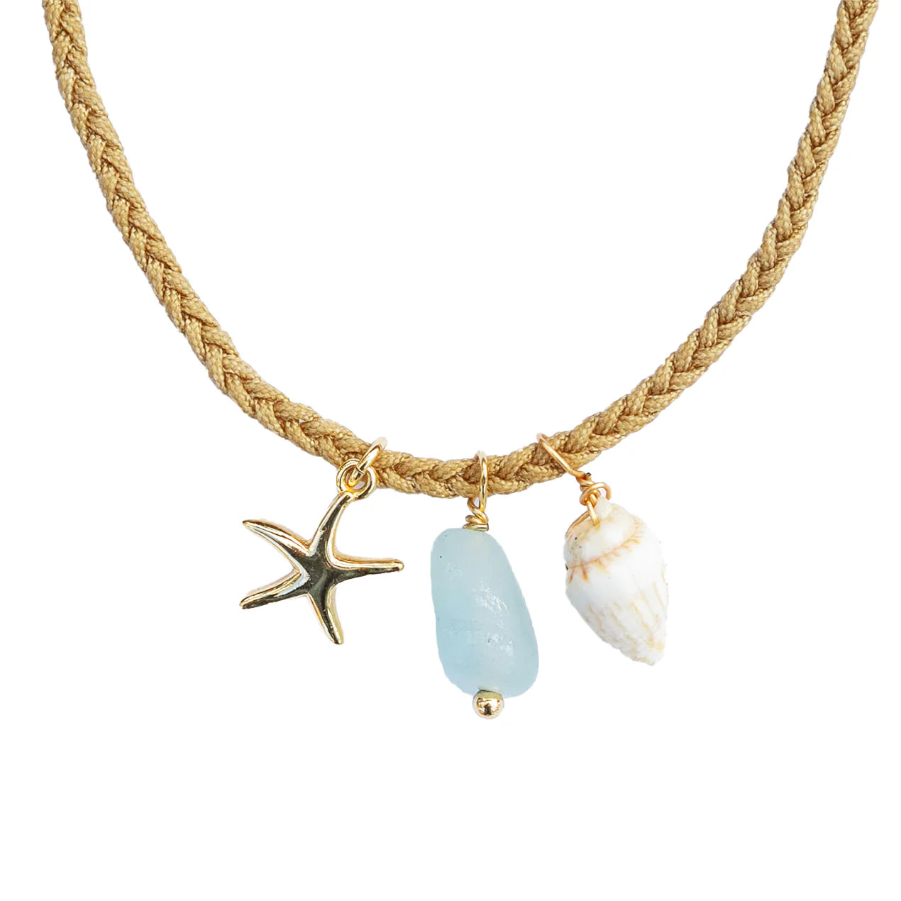 Aqua Splash Offshore Necklace - Tan Cord
