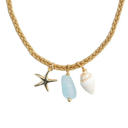 Aqua Splash Offshore Necklace - Tan Cord