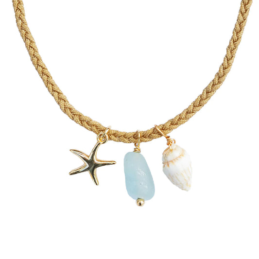 Aqua Splash Offshore Necklace - Tan Cord