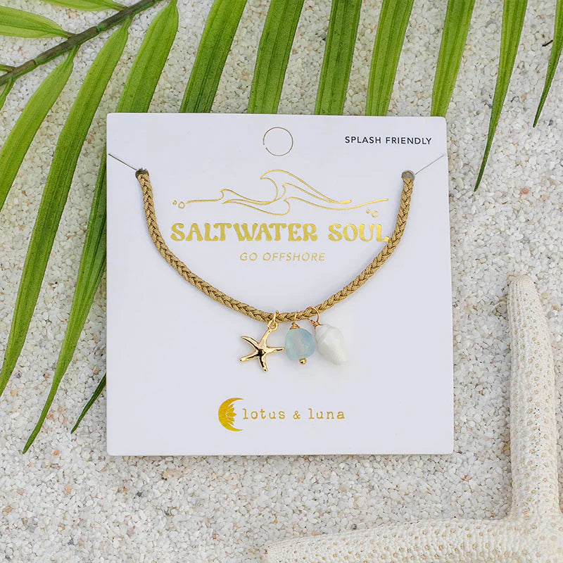 Aqua Splash Offshore Necklace - Tan Cord