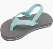 Flip Flops - Grombows Aqua Narrow Strap/Pinline Grey Soft Top-BackStrap  3/4