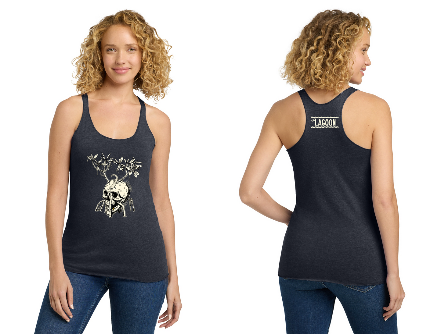 Lagoon Ladies Tri Blend Skull Tank