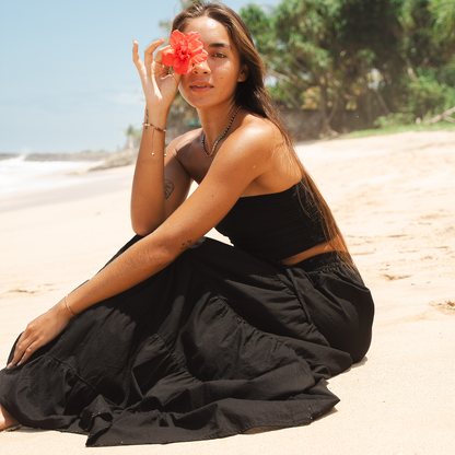 Lotus and Luna - Black Shipwrecked Maxi Skirt with Bead