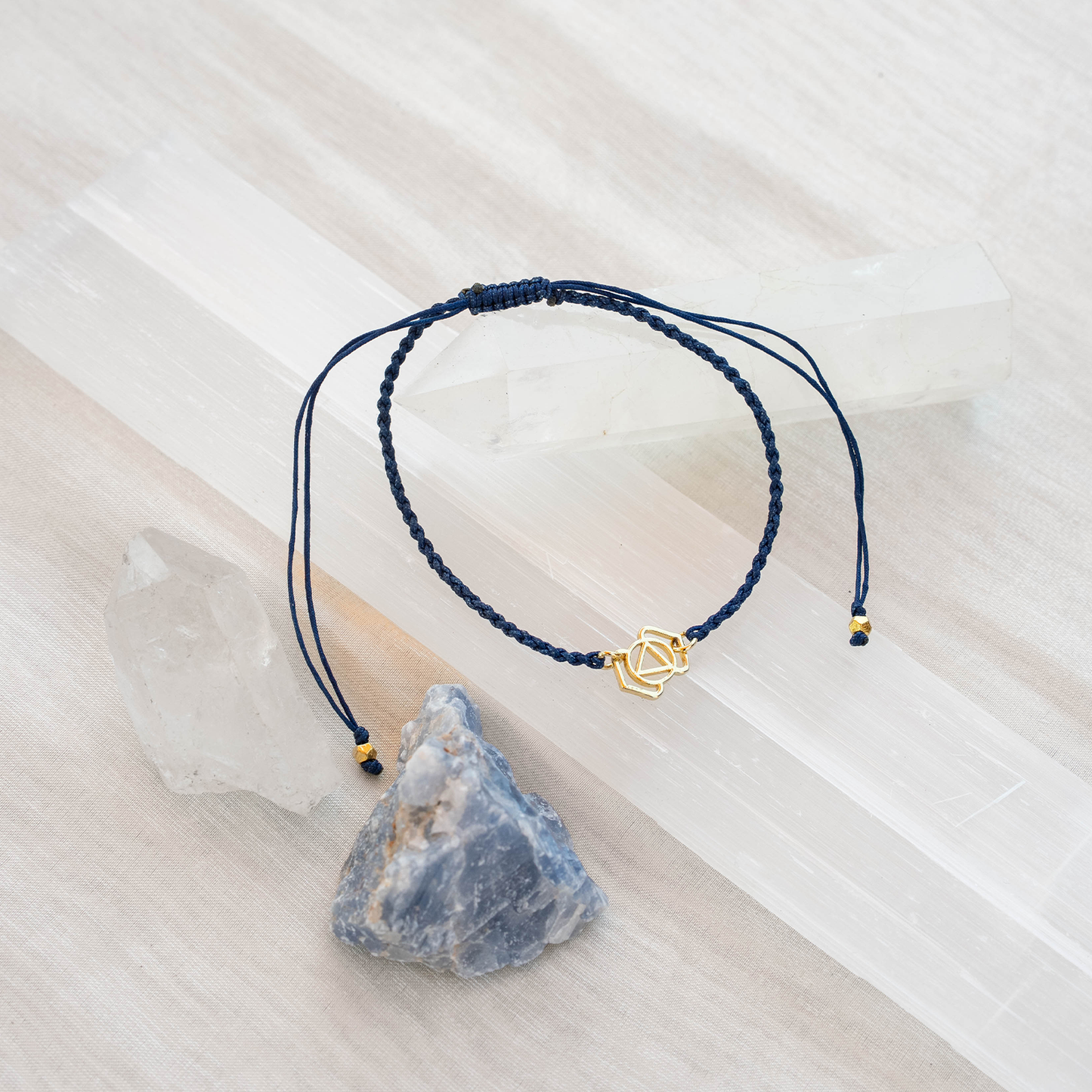 Lotus and Luna - Gold Third Eye Chakra Braided Bracelet
