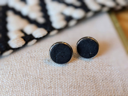 KORK Cork Earrings - Round Stud Black