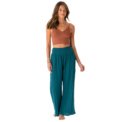 Verdigris Wide Leg Cotton Pants