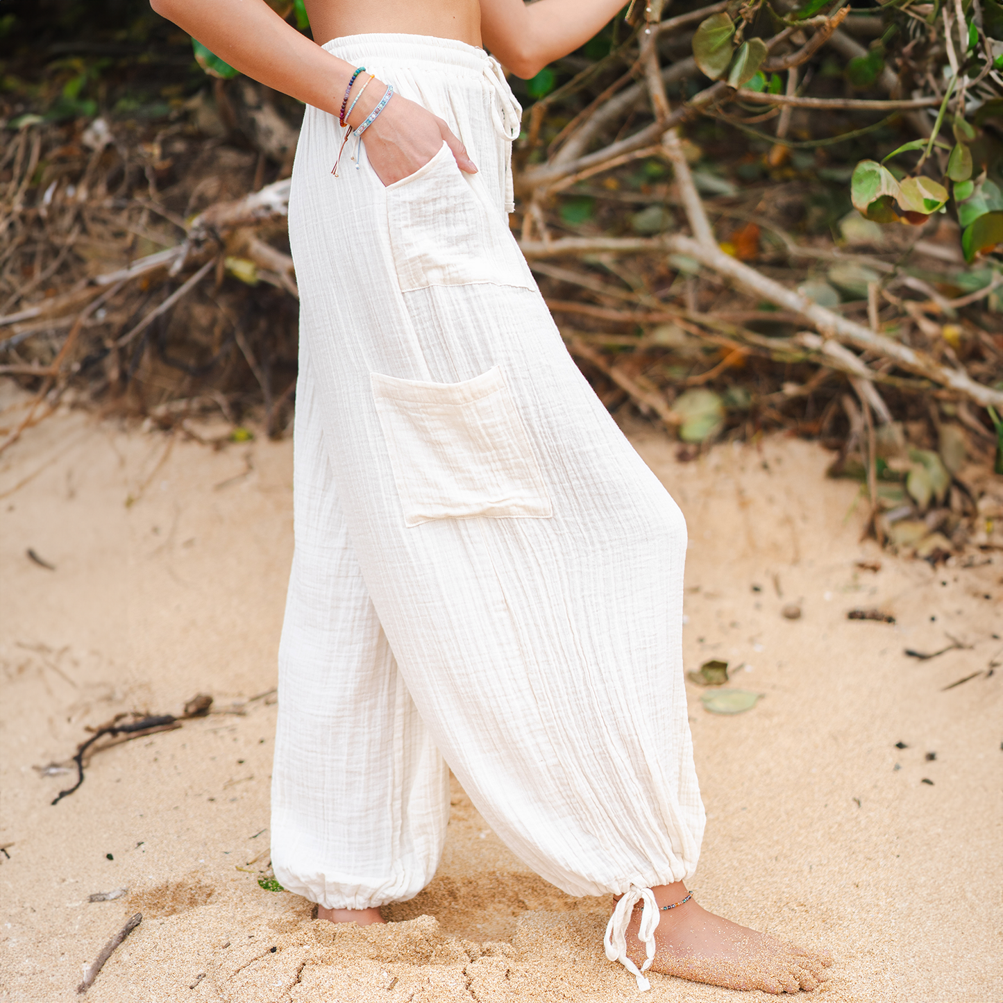 Lotus and Luna - Cream Adventure Cargo Pants