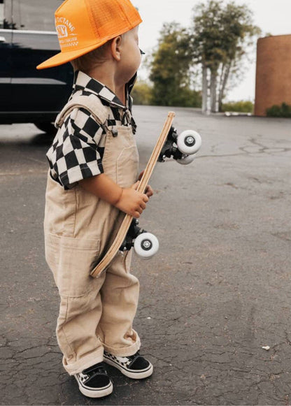 Little Trouble - Cream Corduroy Overalls