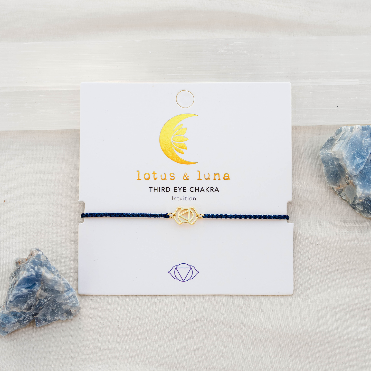 Lotus and Luna - Gold Third Eye Chakra Braided Bracelet