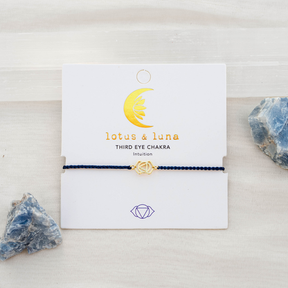 Lotus and Luna - Gold Third Eye Chakra Braided Bracelet