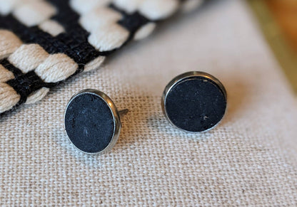 KORK Cork Earrings - Round Stud Black