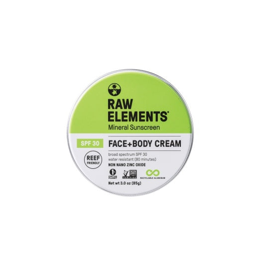 RAW ELEMENTS FACE + BODY SPF 30 TIN 3 OZ